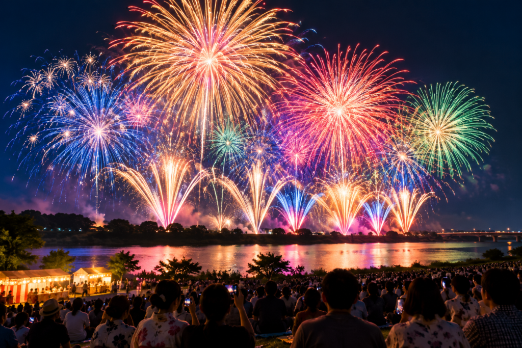 現在の画像: 常総きぬ川花火大会