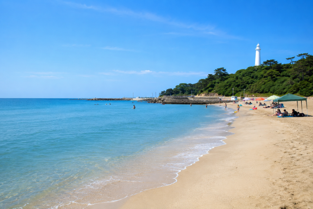 現在の画像: 日立市・久慈浜海水浴場