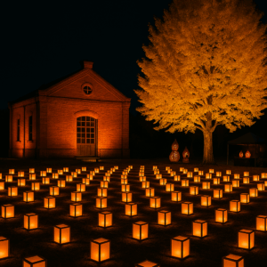 行灯の赤レンガと銀杏まつり