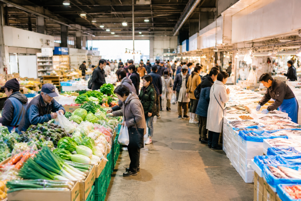 現在の画像: 水戸市公設地方卸売市場 朝市