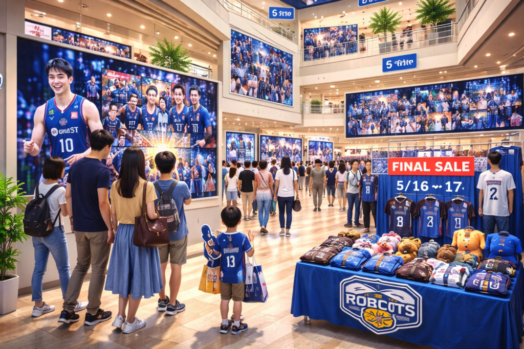 水戸エクセルで茨城ロボッツ写真展